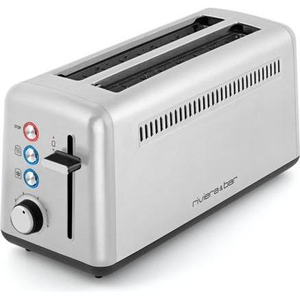 Riviera & Bar riviera&bar Toaster Stainless Steel 2 Slots XL Extralong, Tostapane, Nero, Argento