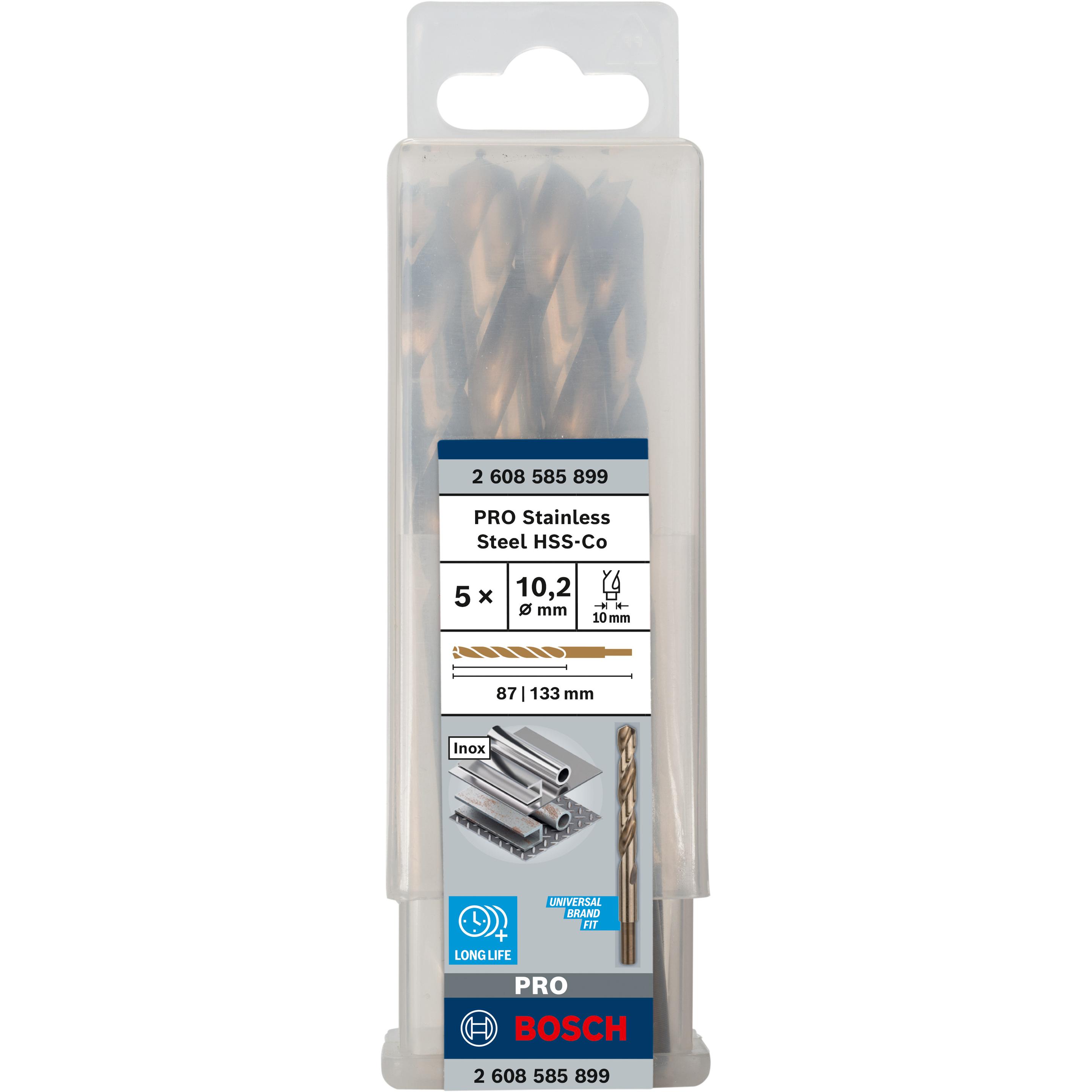 Thumbnail - Bosch Professional Zubehör, Bohrereinsatz, PRO Stainless Steel HSS-Co Spiralbohrer, 10,2 x 87 x 133 mm (10.2 mm)