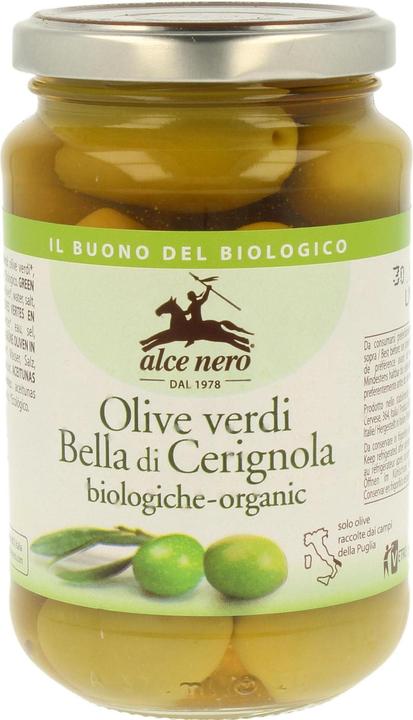 Image du produit Alce Nero Olive verte biologique dans un verre du lac Bella di Cerignola 350 g (350 g)