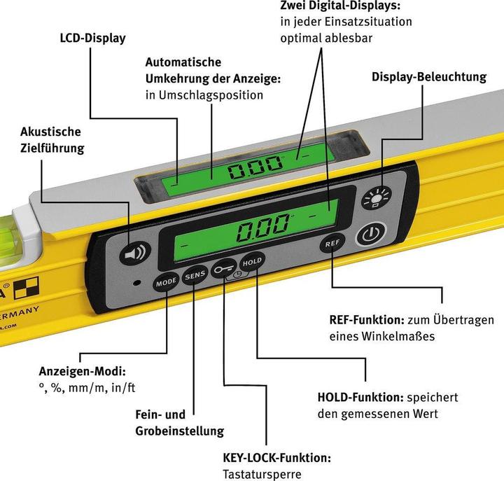 Actual product image Stabila Electronic spirit level TECH 196 DL 40 cm calibration-free IP67 19830 (40 cm)