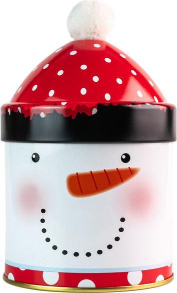 miniSchoggi Guetzlidose Schneemann mit Mütze Ø 90 x 125 mm