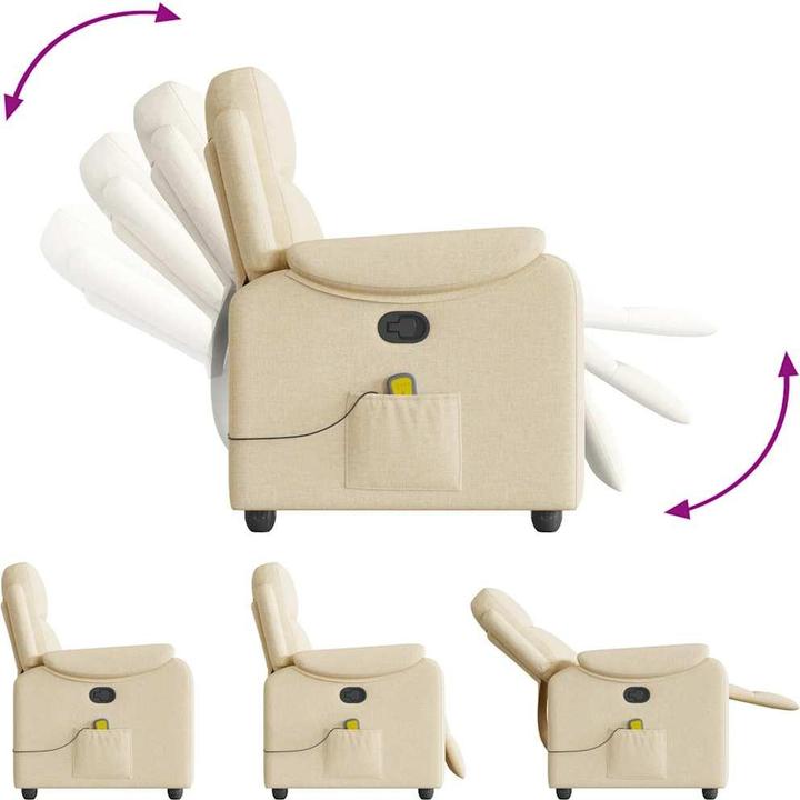 Produktbild VidaXL Massagesessel Creme Stoff Massage TV-Sessel Sessel mit Massagefunktion