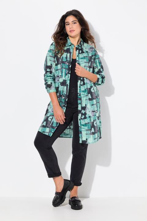 Immagine prodotto Ulla Popken Blusa dal taglio lungo e svasato con colletto da camicia e maniche lunghe (42, 44)