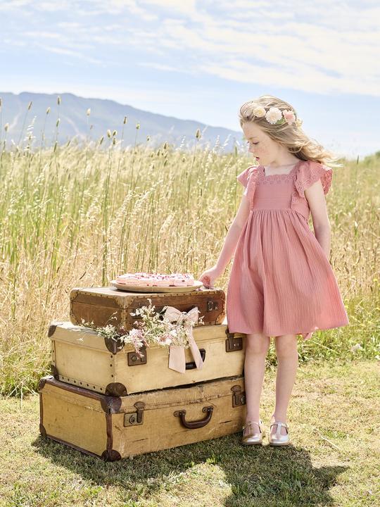 Immagine prodotto Vertbaudet Festliches Mädchen Musselinkleid mit bestickten Ärmeln (128)