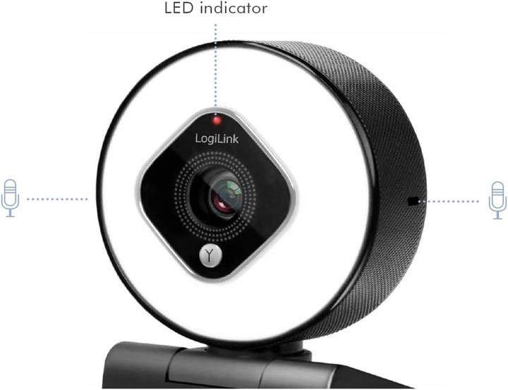 Produktbild LogiLink UA0384 Webcam LL1 Stream, USB 2.0, HD 1920x1080, 76 degree, black (2.10 Mpx)