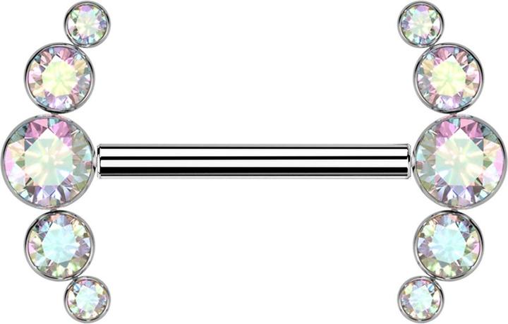 Immagine prodotto Star Piercing Bilanciere Threadless argento con cinque cristalli multicolore (senza ottone, Titanio)