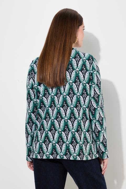 Immagine prodotto Ulla Popken Felpa con lavorazione jacquard, collo alto, maniche lunghe e cotone biologico (46, 48)