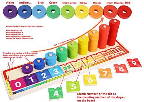 Actual product image Activity Board Wooden stacking rings - Learning to count - Counting game with 45 rings
