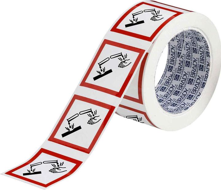 PIC 1808-50*50-B7541-RLL-C, GHS Symbols - Corrosive, Polyester laminated, Red & Black on White