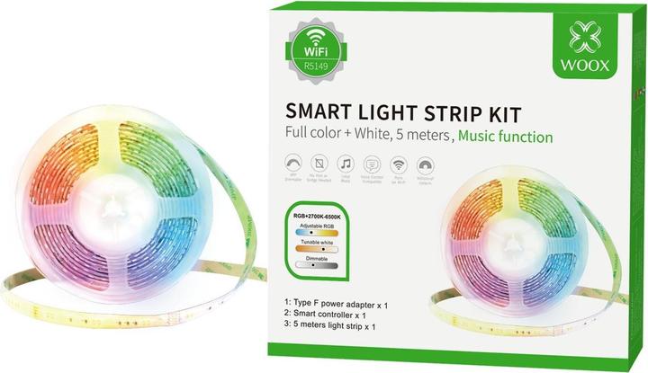 Produktbild Woox LED Stripe WiFi Smart Kit RGB+CCT 5m, 3000K-6500K (RGBW, 500 cm, Indoor)
