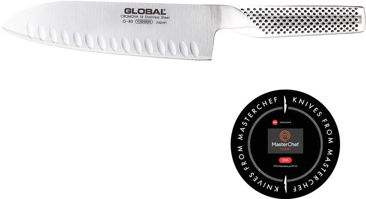 Actual product image Global G-80 Santoku knife with scallops (18 cm)