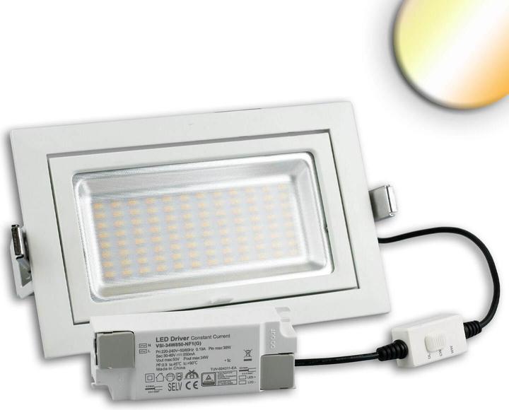 Produktbild Isoled LED Shop-Downlight Box, 32W, ausschwenkbar, weiss, Colorswitch, dimmbar