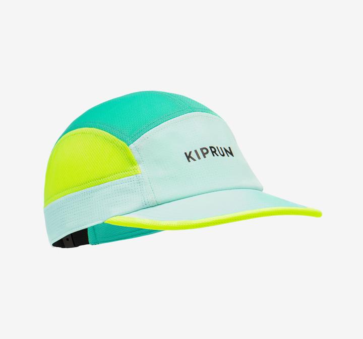 Actual product image Kiprun Running cap peaked cap unisex 5 panel - turquoise/yellow