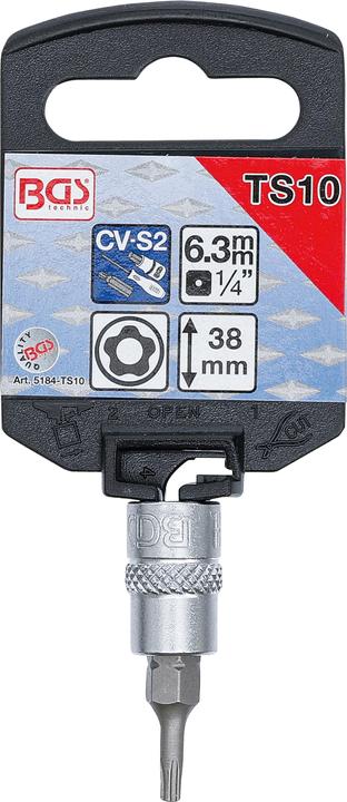 Actual product image BGS Bit Socket 6.3 mm (1/4") Drive T-Star tamperproof (for Torx) TS10 (Inner square)