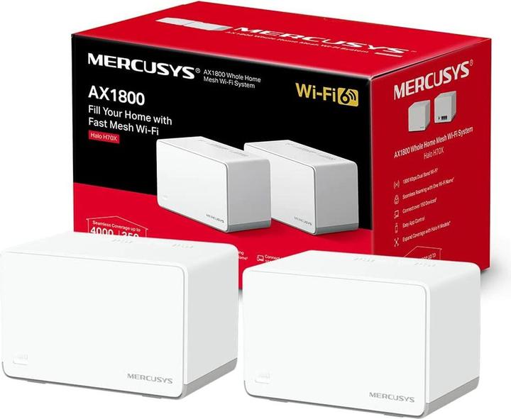 Produktbild Mercusys HALO H70X (2-PACK) Dual-band ( / ) Wi-Fi 6 (802.11ax) White 3 Internal