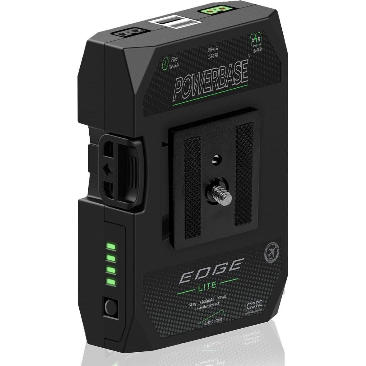 CoreSWX PowerBase Edge Lite Small Form Cine Base Battery Pack 47WH 1 (COPBELITE) (Batteria della fotocamera), Alimentatore fotocamera, Nero