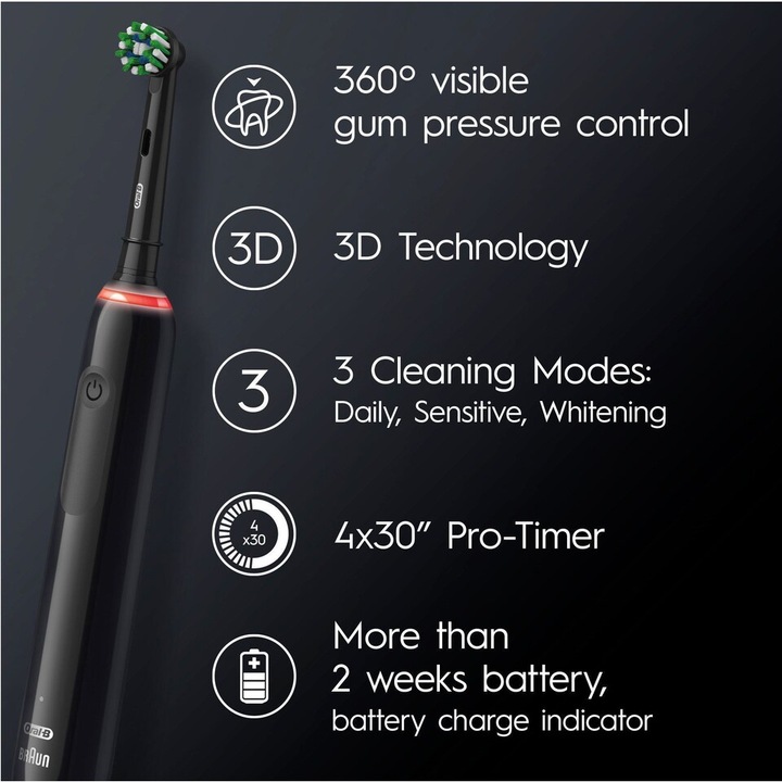 Productafbeelding Oral-B Pro3 3400N Zwart (Oscillerende tandenborstel)