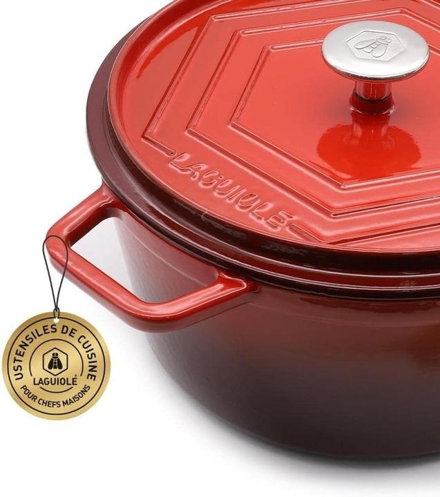 Productafbeelding Laguiole Cast iron stewpan enameled round 26 cm red 48 l (Braadpan + kasserol, Koekenpan, Gietijzer)