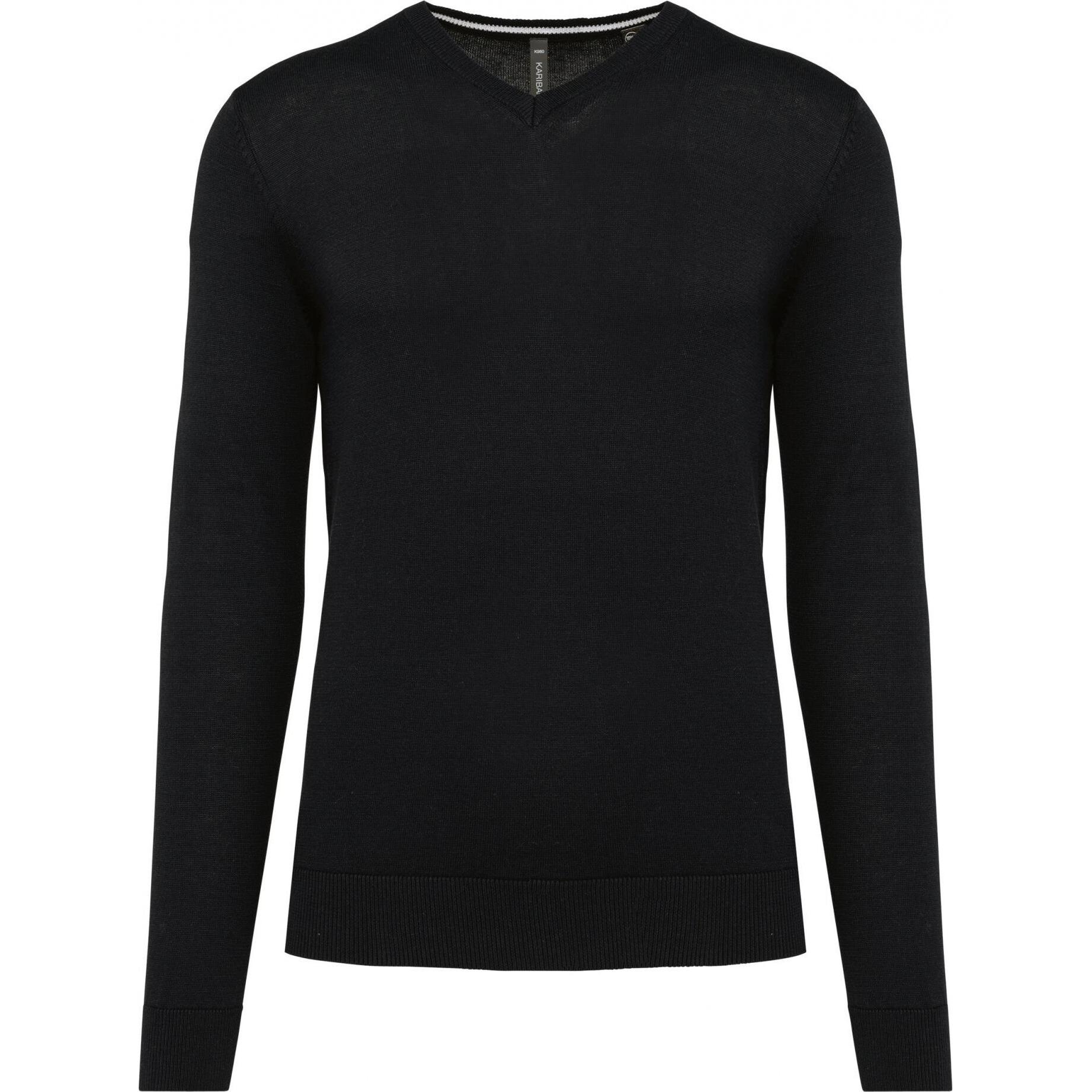 Kariban, Herren, Pullover, Ökologisch verantwortungsvoller Pullover mit V-Ausschnitt, Schwarz, (L)