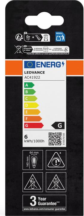 Produktbild Osram LED-Vintage-Lampe (E27, 5.80 W, 470 lm, 4 x, G)