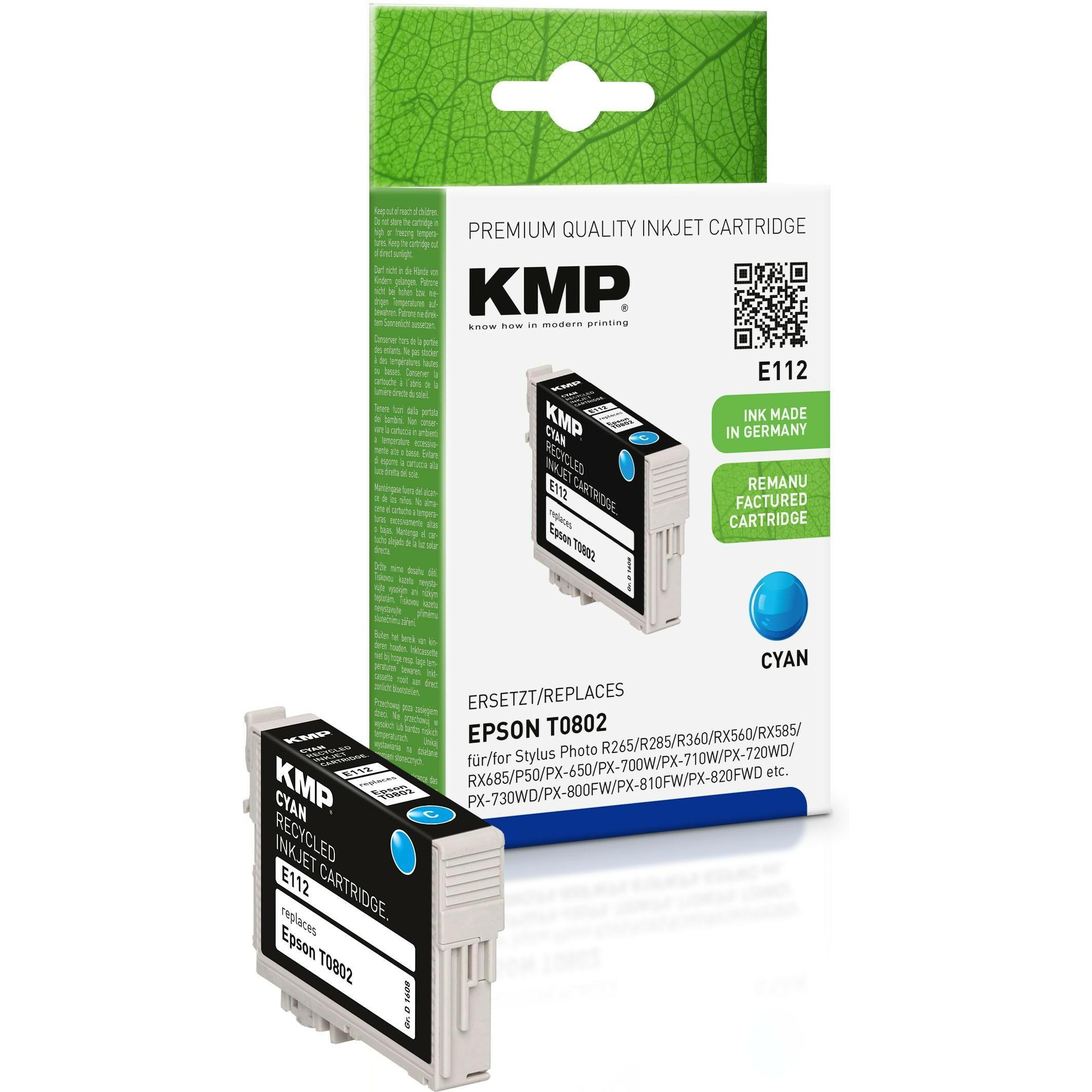 KMP, Druckerpatrone, Tinte ersetzt T0802 (C)