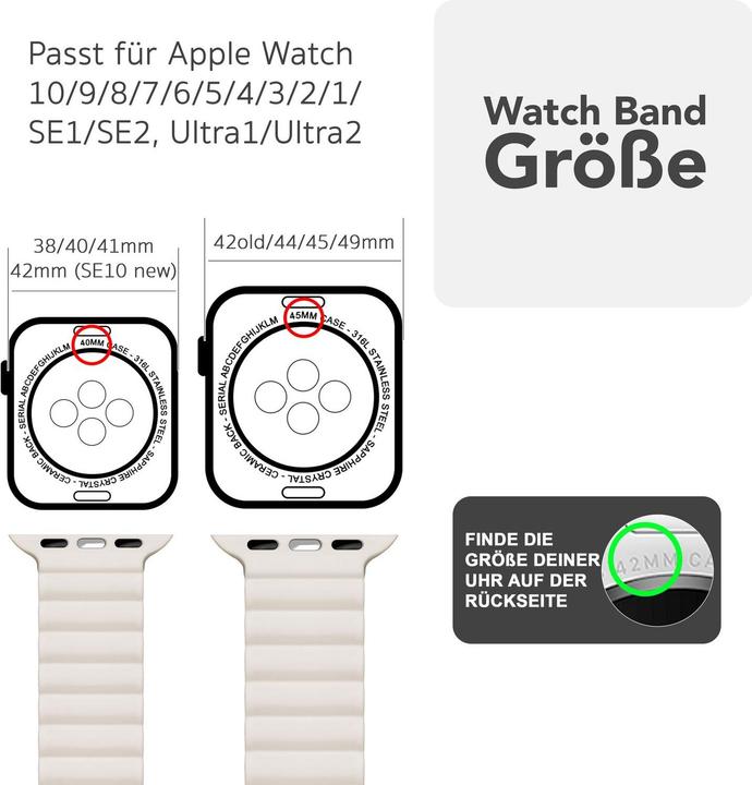 Produktbild Nalia Core Magnet Silikon Armband für Apple Watch, Sportarmband - Weich, Flexibel & Atmungsaktiv (Silikon)