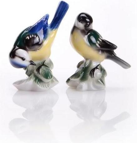 2269-70/40 - Porcelain figurines titmice, 10 cm, coloured