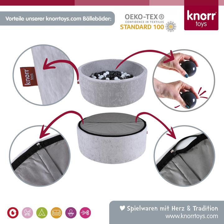 Produktbild Knorrtoys Bällebad soft - "Grey" - 300 balls creme/grey/lightblue (ca. 6cm Durchmesser)