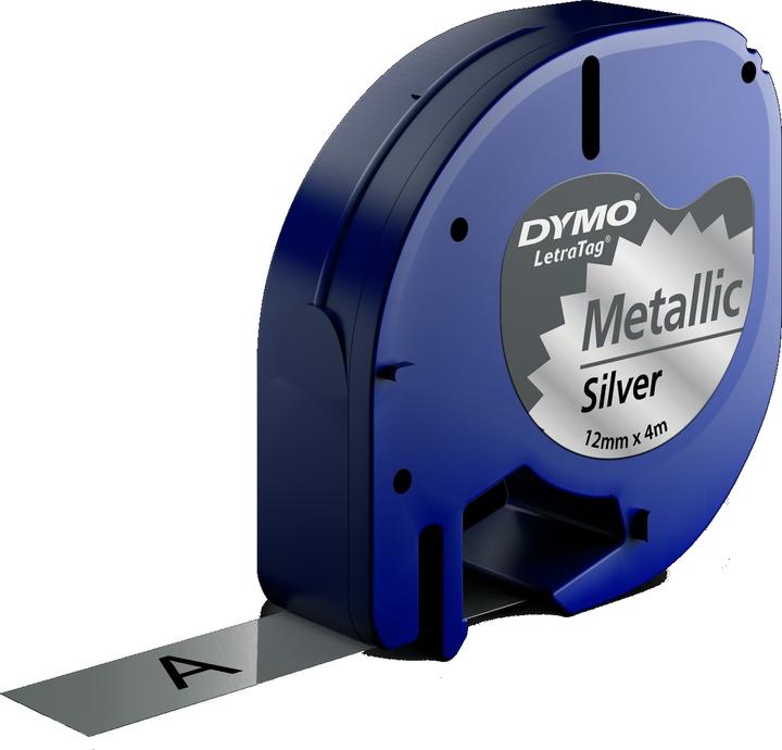 Produktbild Dymo LetraTAG - tape - 1 kassette(r) - (1.20 cm, Schwarz, Silber)