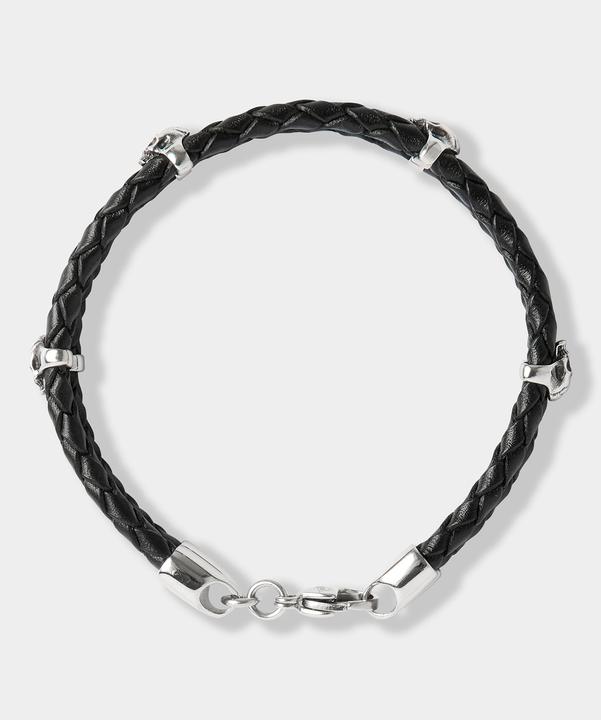 Joe Browns Skull Charm Leather Bracelet (12.20 cm, Leder und Edelstahl)