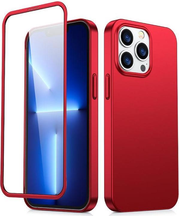 Produktbild Joyroom 360 Full Case front and back cover for iPhone 13 Pro + tempered glass screen protector red ( (1 Stück, Apple iPhone 13 Pro)