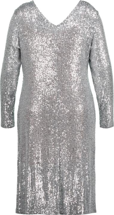 Image du produit Ulla Popken Robe à sequins, taille drapée, décolleté en V, manches longues (58)
