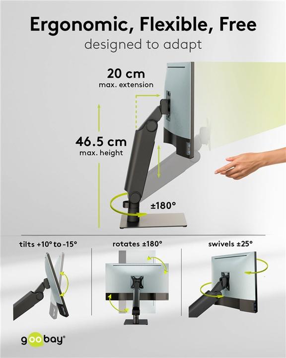 Actual product image Goobay Free-standing single monitor mount, black (Table, 32")