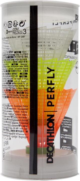 Actual product image Perfly Shuttlecock PSC 100 Medium 3-pack plastic tin