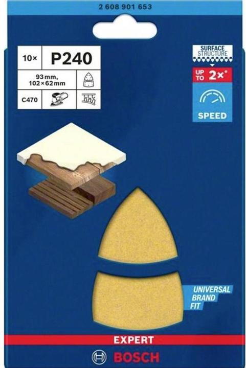 Produktbild Bosch Professional Zubehör EXPERT C470 Schleifpapier, 102 x 62/93 mm, G 240, 10 Stück (240)