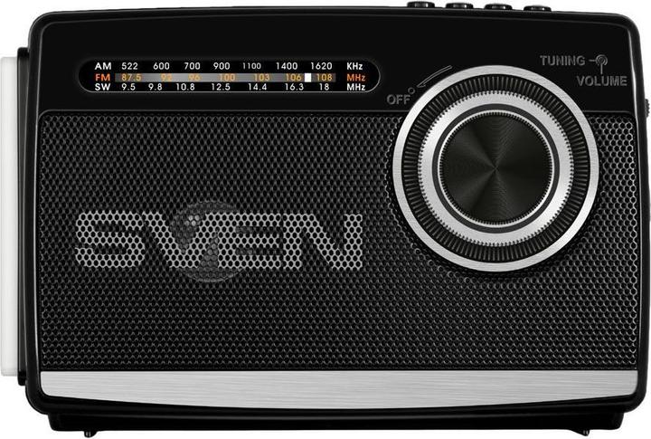 Actual product image Sven Głośnik SRP-155 czarny (3W, Bluetooth, FM/AM/SW, USB, microSD, latarka, bateria) (AM, FM, Bluetooth)