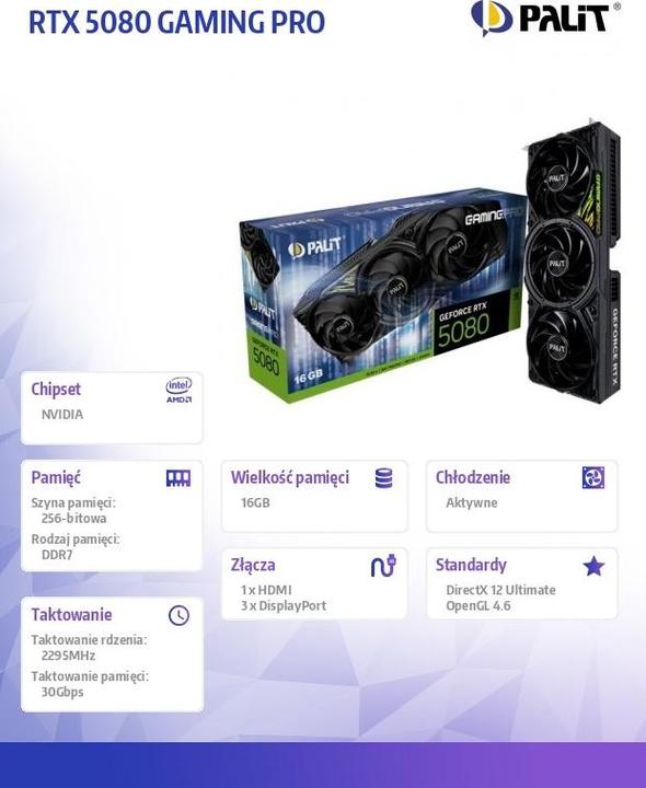 Produktbild Palit GeForce RTX 5080 GamingPro (16 GB, GDDR7)