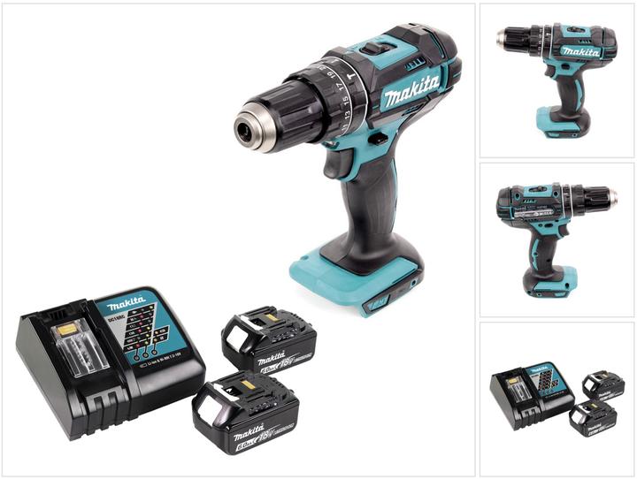 Produktbild Makita DHP 482 RG Akku Schlagbohrschrauber 18 V 62 Nm + 2x Akku 6,0 Ah + Ladegerät