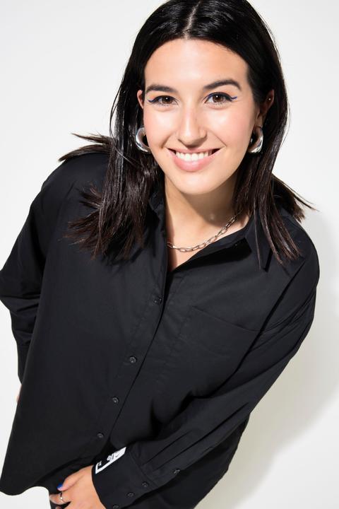 Actual product image Studio Untold Logo Cuff Oversized Button Down Blouse (54)