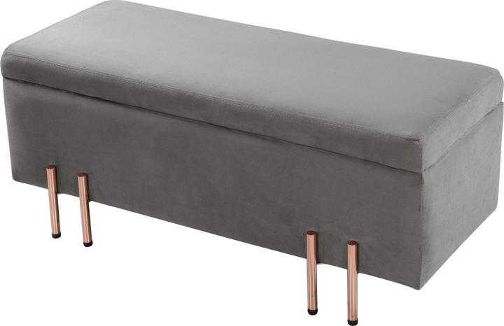 En.Casa Sitztruhe Dals Samt 118x40x42 cm Grau