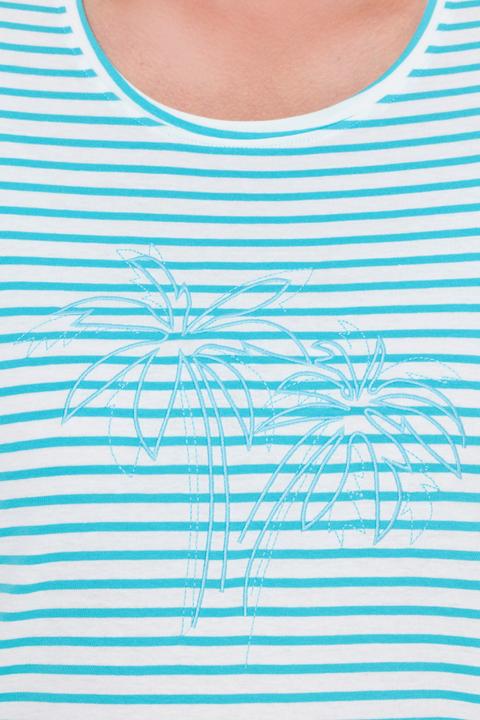 Produktbild Ulla Popken T-Shirt, Ringel, Palmenstickerei, Rundhals, Halbarm (50, 52)