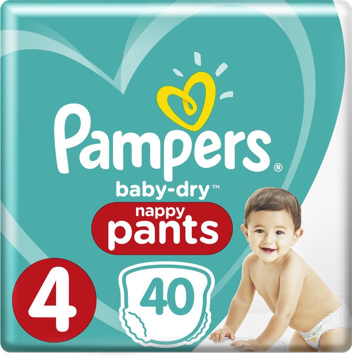 Pampers Pantaloni a secco per bambini (Dimensione 4, Pacco trasportabile, 40 Pezzo/i)