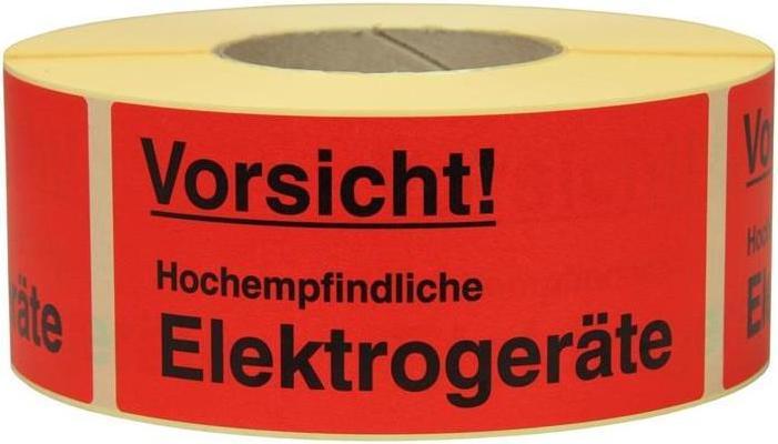 Actual product image Transpak Information label Dimensions 145x70mm Paper red Caution! Highly sensitive electrical
