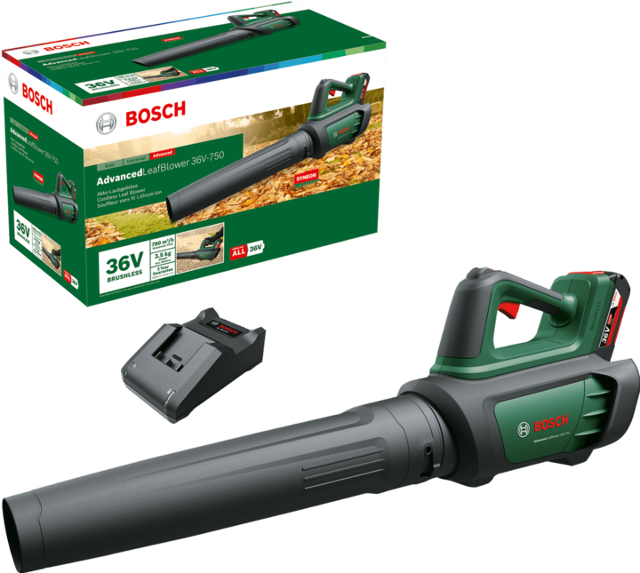 Productafbeelding Bosch Home & Garden Geavanceerde bladblazer 36V-750 2.0Ah ( Inclusief batterij en oplader ) (Oplaadbare batterij, Bladblazer)