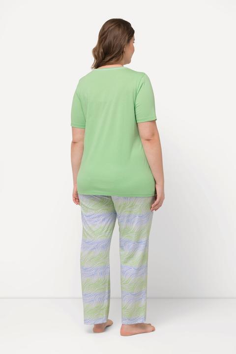 Produktbild Ulla Popken Pyjama, Wellenmuster, V-Ausschnitt, Halbarm (46, 48)