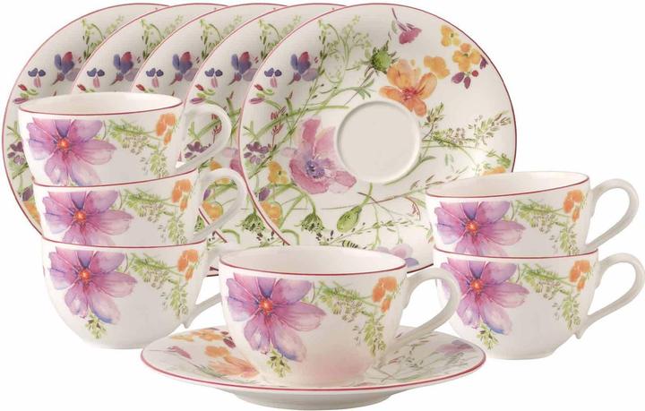Villeroy & Boch Mariefleur Basic Frühstückstassen mit Untertassen (290 ml, 6 x)