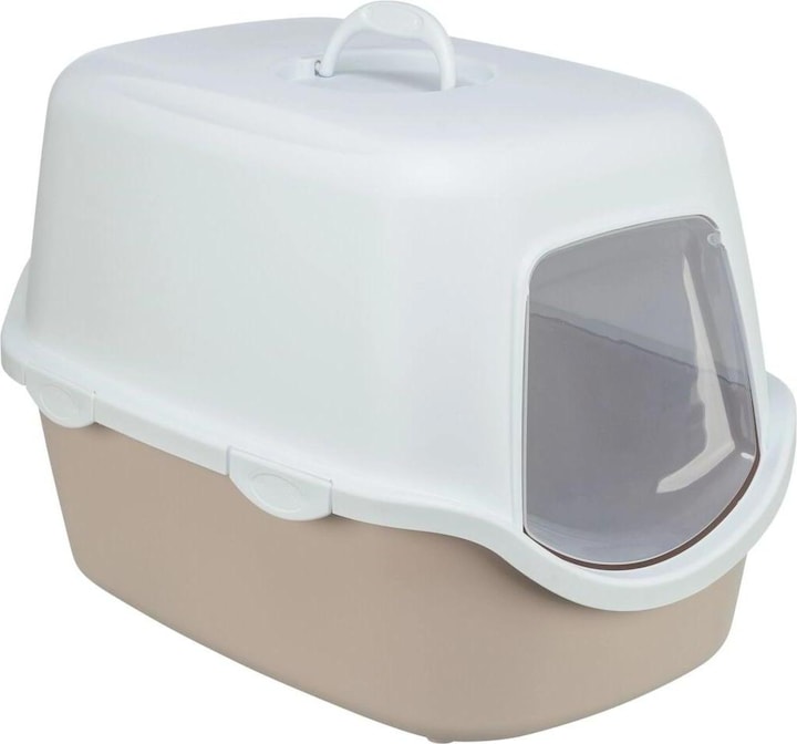Trixie Vico kattenbak met motorkap, beige/wit (Kattenbak gesloten)
