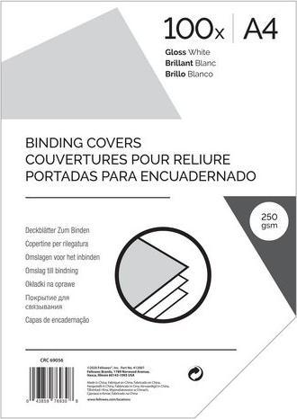 Markenlos Cover sheets 69056 High gloss DIN A4 plastic 190-285 micron white (A4, 100 pcs., 190 µm)