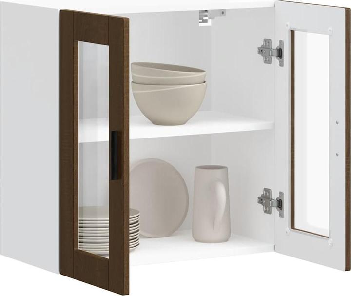Image du produit VidaXL Armoire de cuisine suspendue avec porte vitrée Porto brun imitation chêne (60 x 31 x 60 cm)
