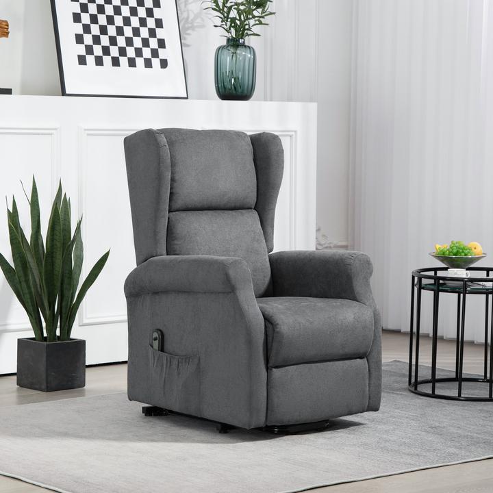 Image du produit Homcom Aufstehsessel Polyester, Holz Dunkelgrau